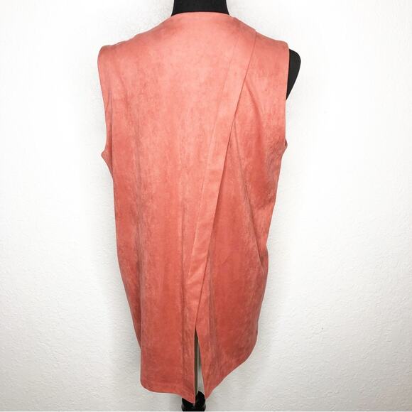 Soft Surroundings dusty rose pink faux suede open front vest Petite Medium PM - Picture 13 of 13